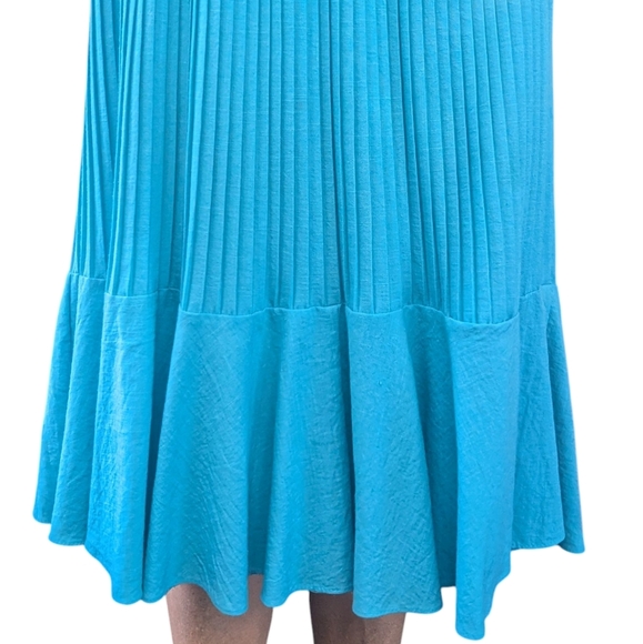 VINTAGE S.L. Petites Bold Color Pleated Pinup 80s Fashion Office Blouson Dress - Picture 5 of 7